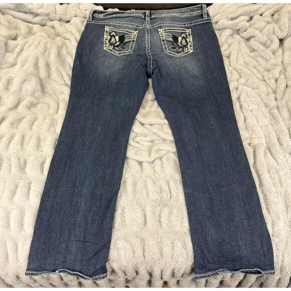 Vigoss Jeans Women 24 Slim Boot Mid Rise Medium Wash Stretch Denim Embroidered - Picture 2 of 9